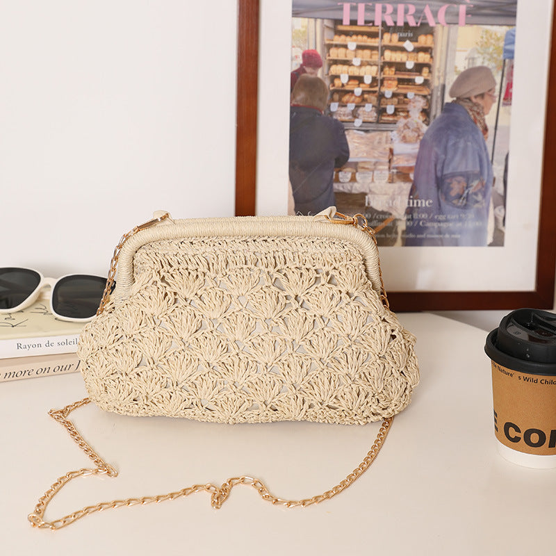 Handcrafted Openwork Straw Crossbody Bag