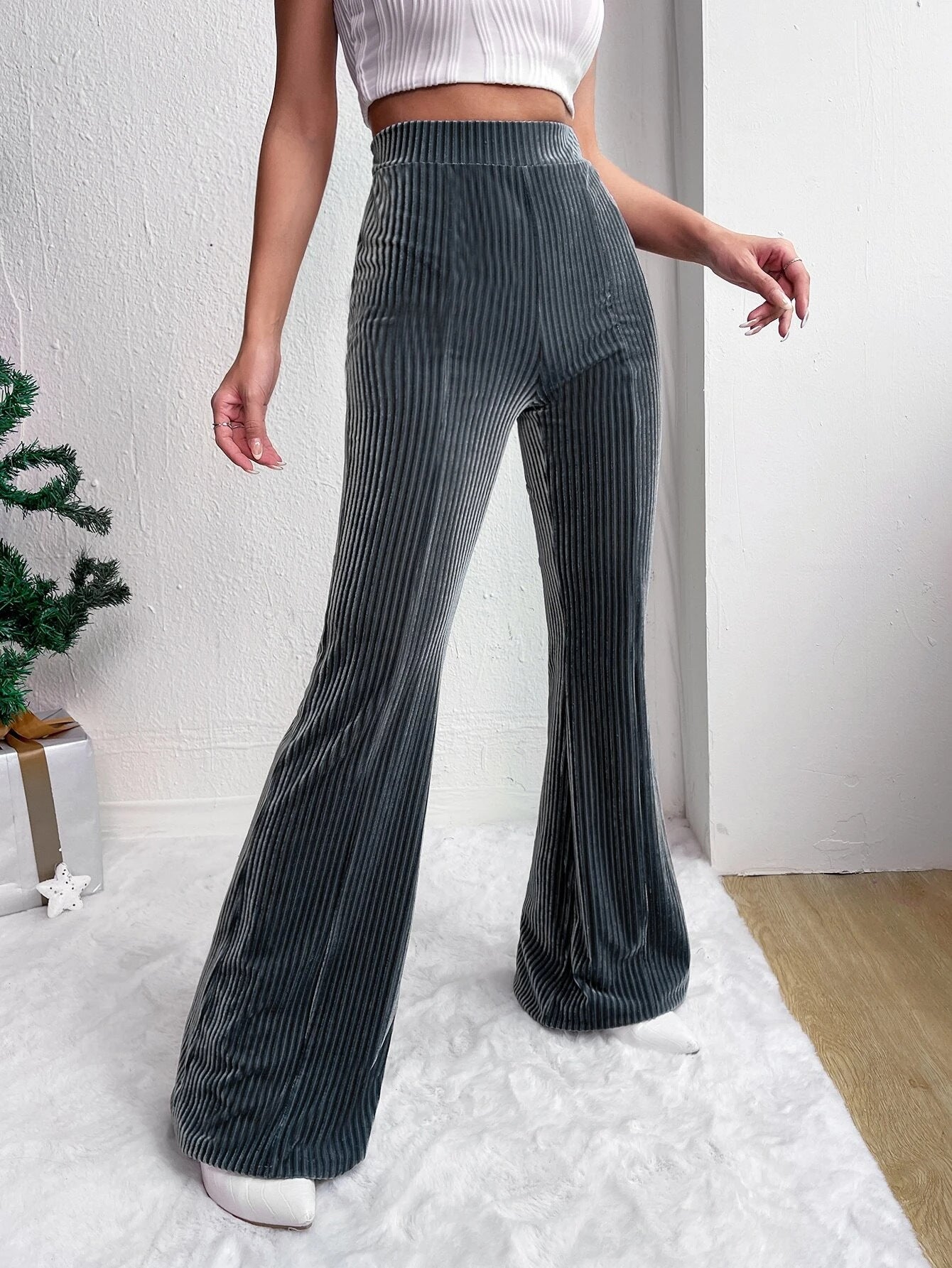 High Waisted Corduroy Flared Pants