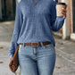 Ribbed Brushed Lace Long-sleeve Top