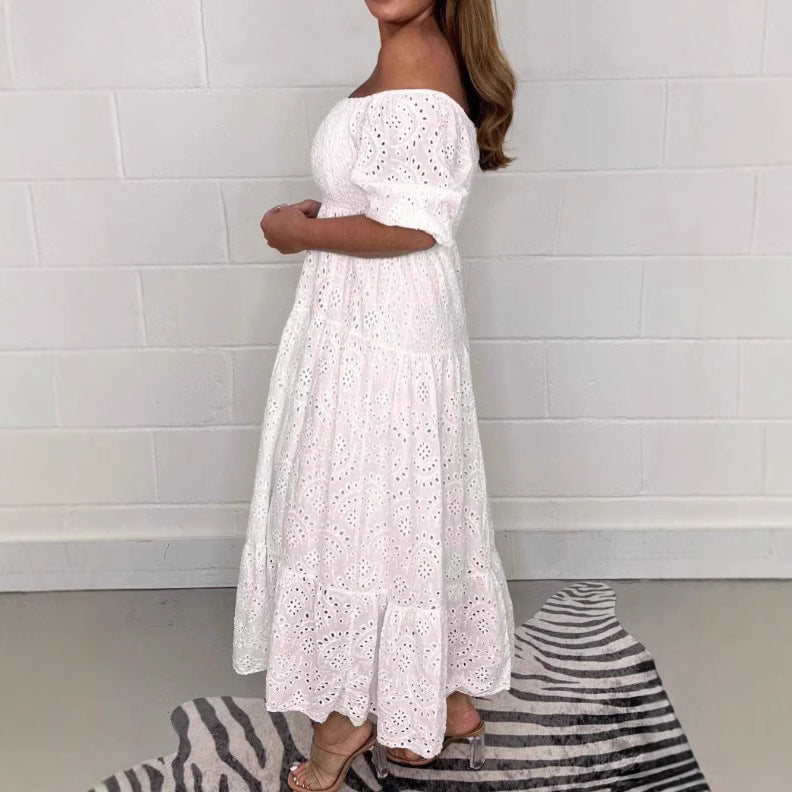 Solid Embroidered Maxi Dress