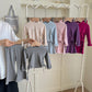 Girls' slim-fit solid color top and flared pants suit