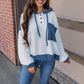 Contrast Color Twisted Strip Hoodie