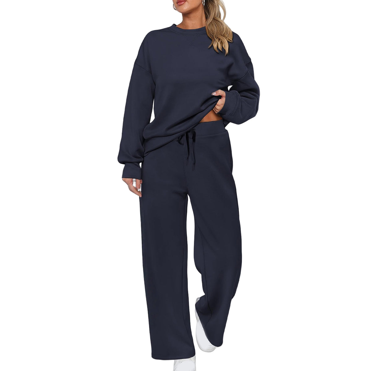 Women's Solid Two-Piece Loungewear Set