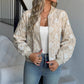 Women's Beige Floral Embroidered / Lace Bomber Jacket