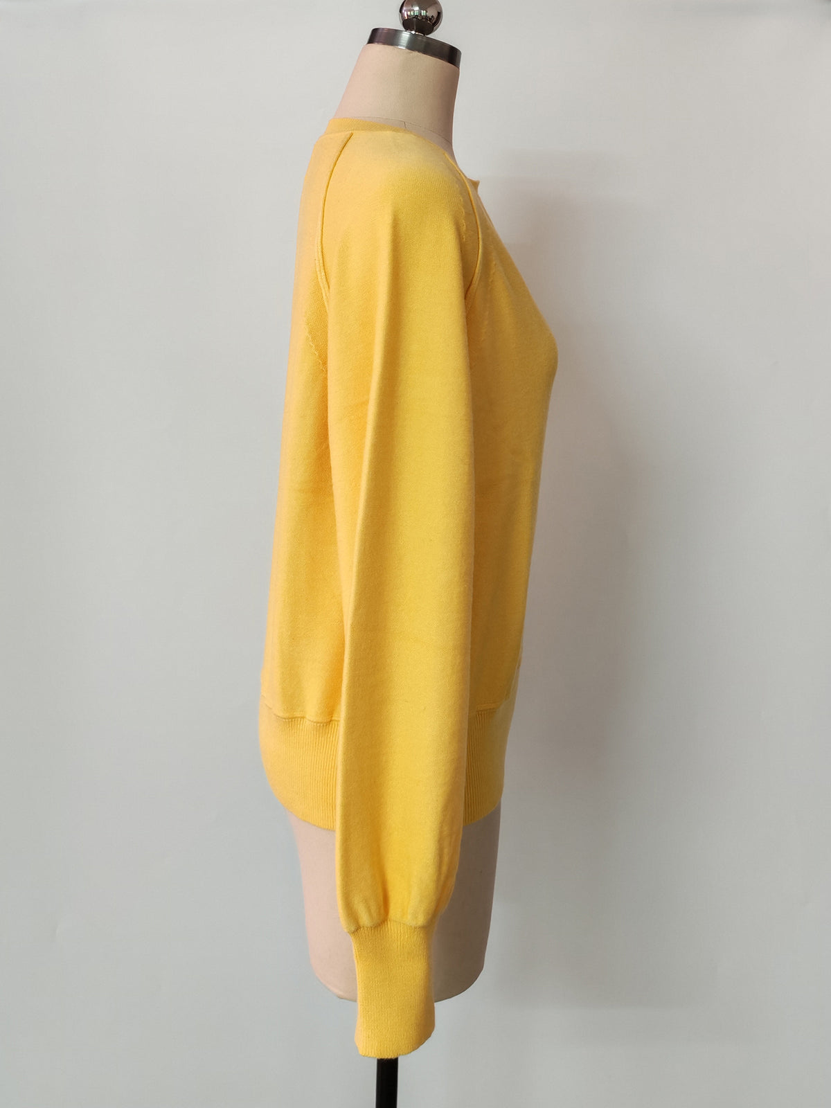 Crew Neck Button Front Knit Pullover