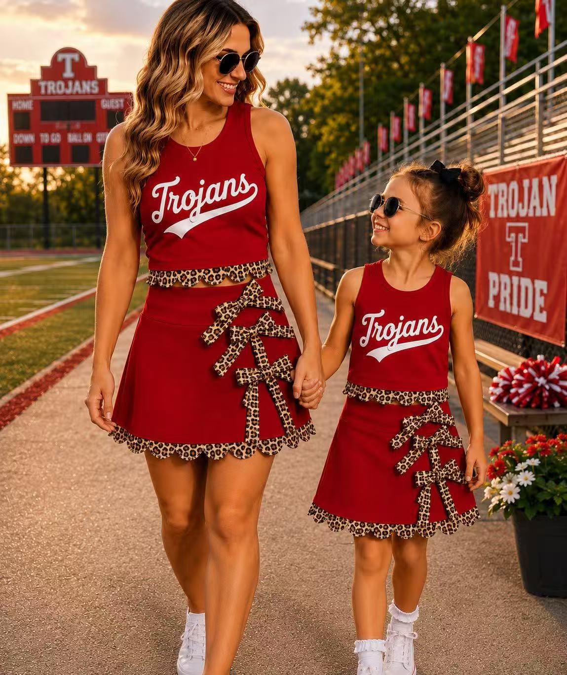 Custom Text Logo Girls' Sleeveless Top and Skirt Two-Piece Set