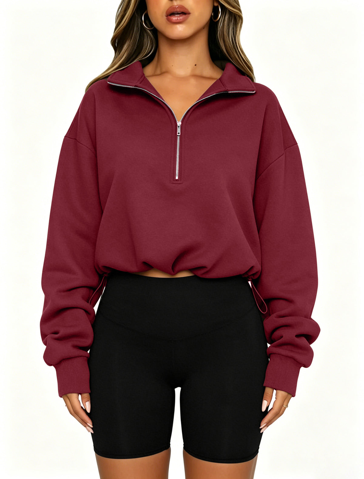 Women's Cropped Half-Zip Sweatshirt