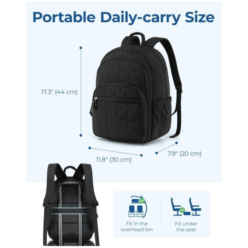 Quilted College Bookbag Travel Backpack