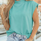 Solid Color High Neck Cap Sleeve Loose Top