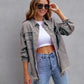 Long Raw Edge Ripped Denim Jacket