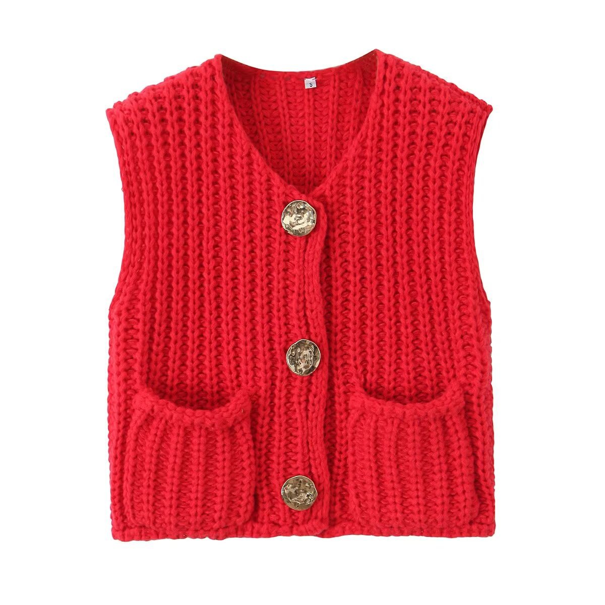 Sleeveless Button Knitted Top