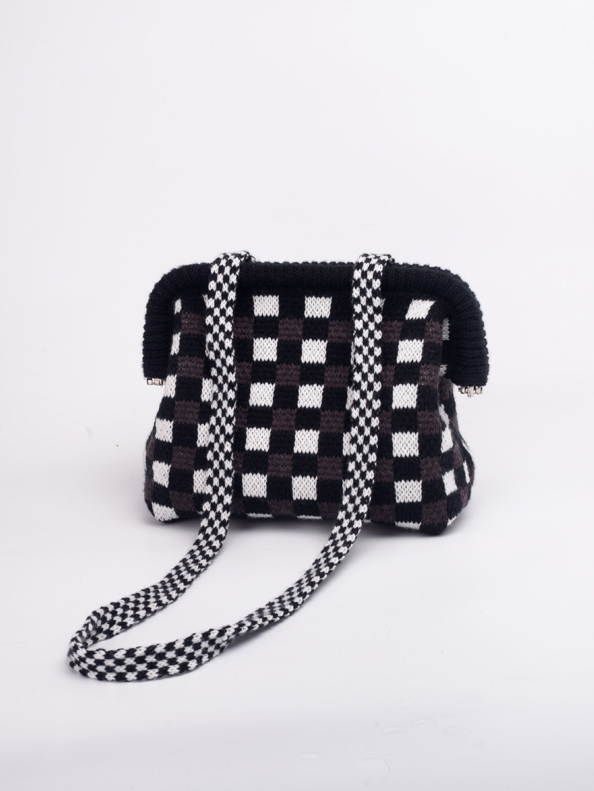 Striped Knit Cloud Frame Clutch Crossbody Bag