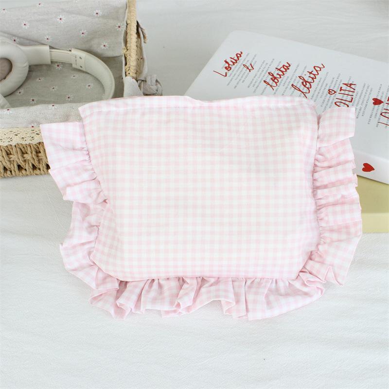Customizable Text Floral & Plaid Zippered Makeup Bag