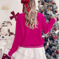 Merry Festive Knit Sweater  Casual Holiday Crewneck Pullover Top