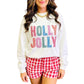 White HOLLY JOLLY Gingham Letter Graphic Plus Size Christmas Sweatshirt