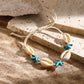 Marine Style Starfish Shell Turquoise Shell Beaded Chain Stretch Bracelets