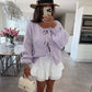Women's Round Neck Lace-up Knitted Cardigan Sweater