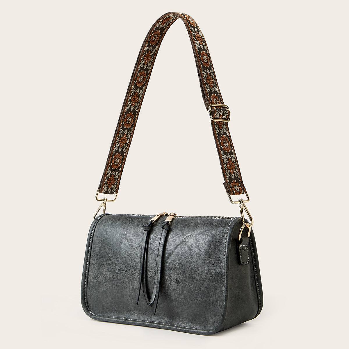 Retro Solid Color Crossbody Bag