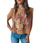 Camel Western Boots Flower Printed Sleeveless Loose Tank Top