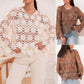 Floral Crochet Cutout Long Sleeve Blouse