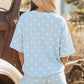 Polka Dot Short Sleeve Loose Top Drawstring Shorts Set