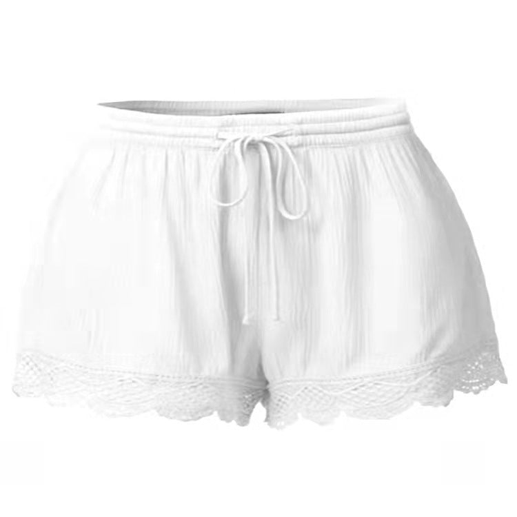 Solid Color Lace Up Shorts Casual Pants