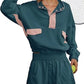 Contrast Color Stitching Long-sleeved Top and Shorts Set(moq2）