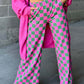 Checkerboard Print Casual Pants