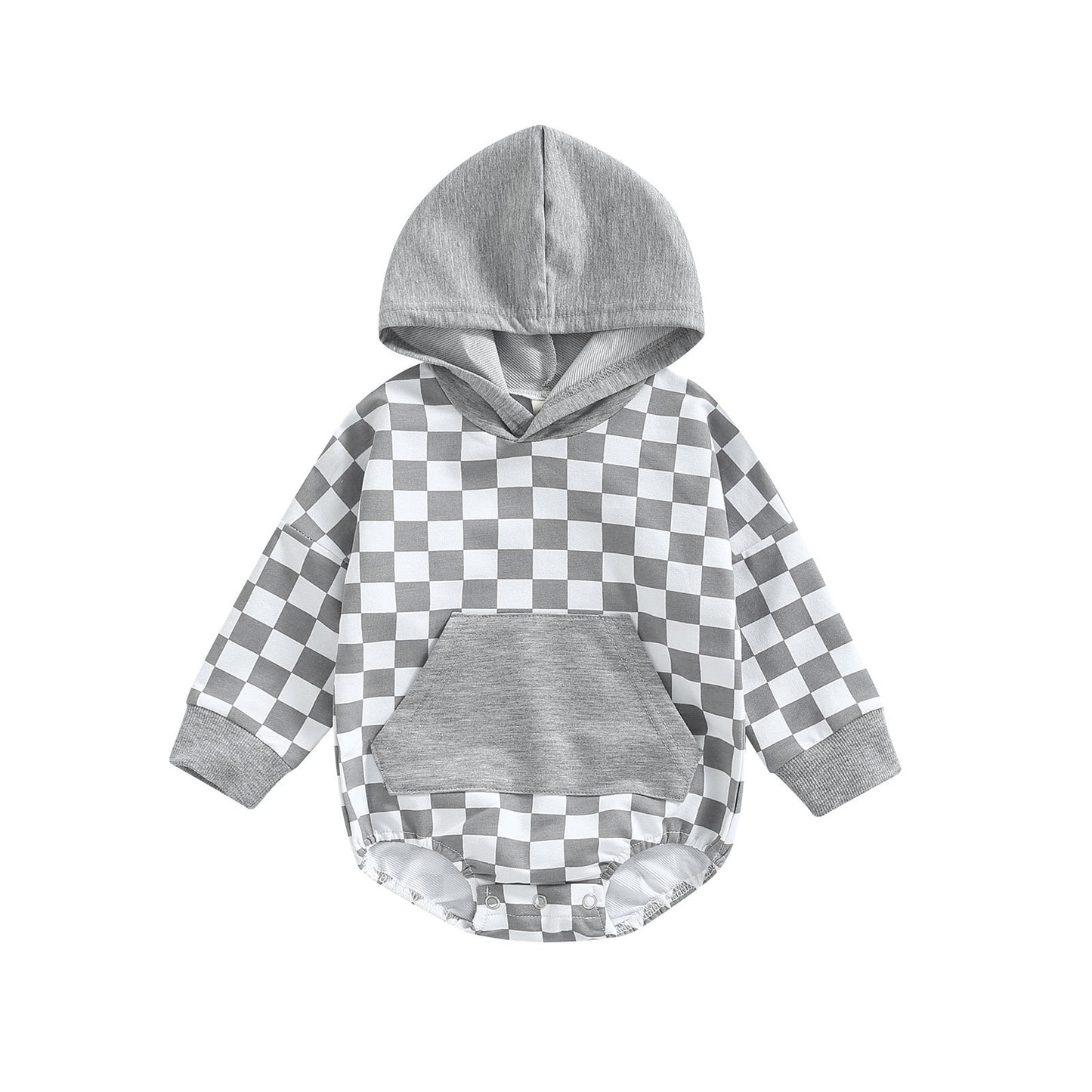 Checkered Bubble Hooded Romper