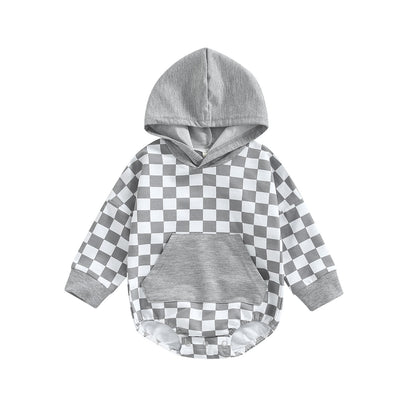 Checkered Bubble Hooded Romper
