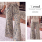 Khaki Abstract Camo Print Wide Leg Pants