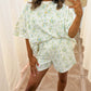 Floral Print Short Sleeve Elastic Waist Pocket Two Piece Set