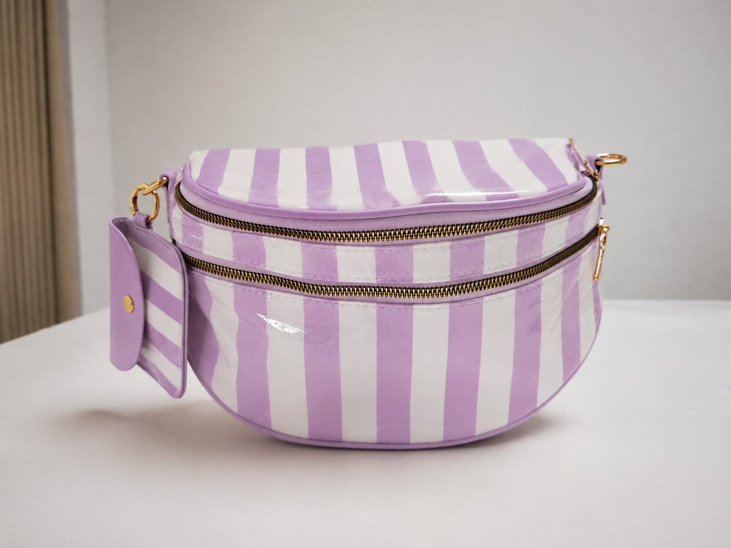 Striped Crossbody Belt Bag with Coin Pouch