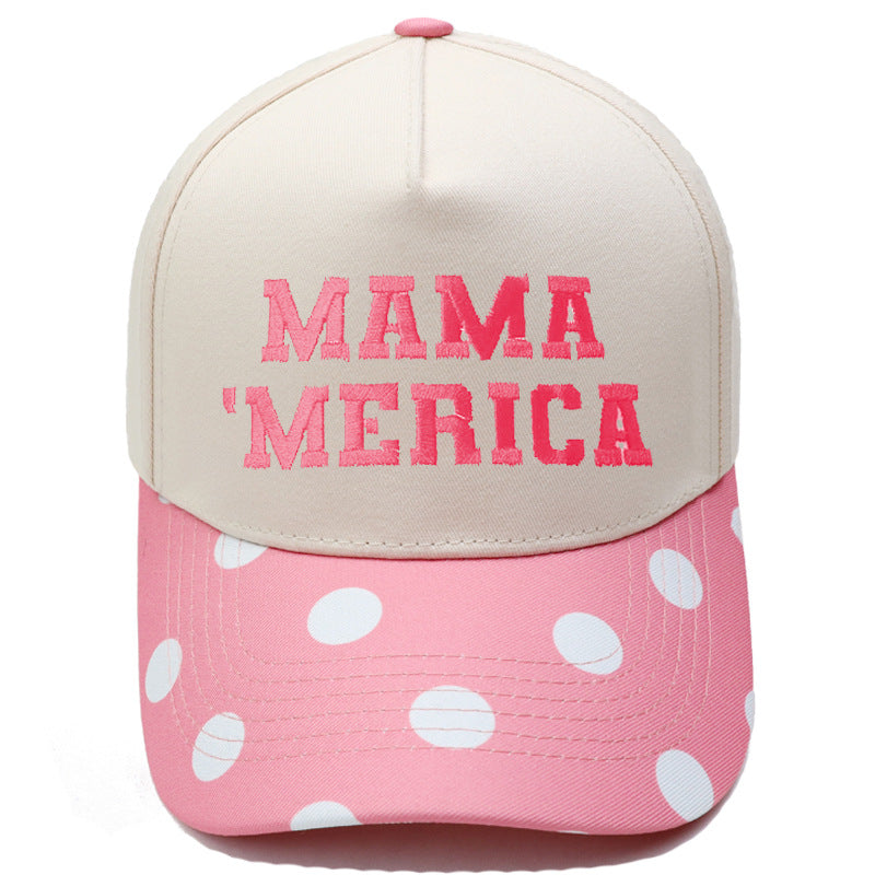 Embroidered "MAMA MERICA" Trucker Hat – Color-Block Structured Baseball Cap