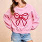 Crew Neck Bow Tie Embroidered Sweatshirt