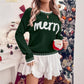 Merry Festive Knit Sweater  Casual Holiday Crewneck Pullover Top
