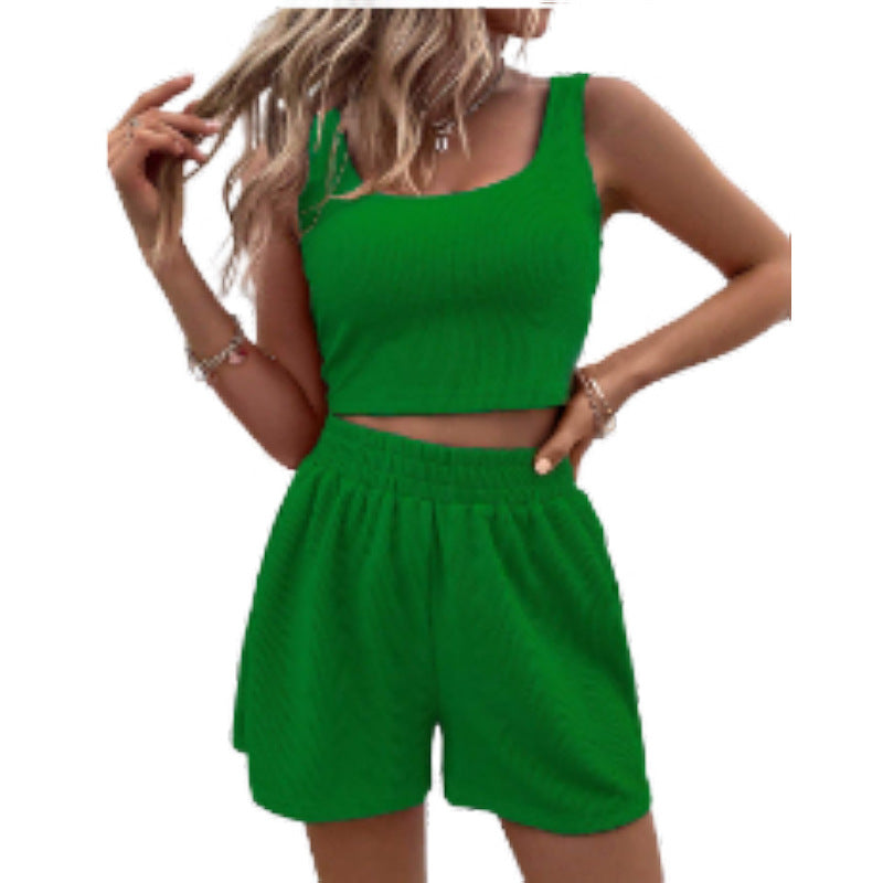 Solid Color Sleeveless Loungewear Set