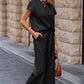 Textured Top and Wide-leg Pants Set