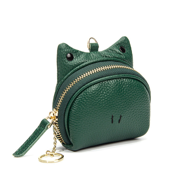 Mini Leather Cat-Ear Coin Purse Keychain