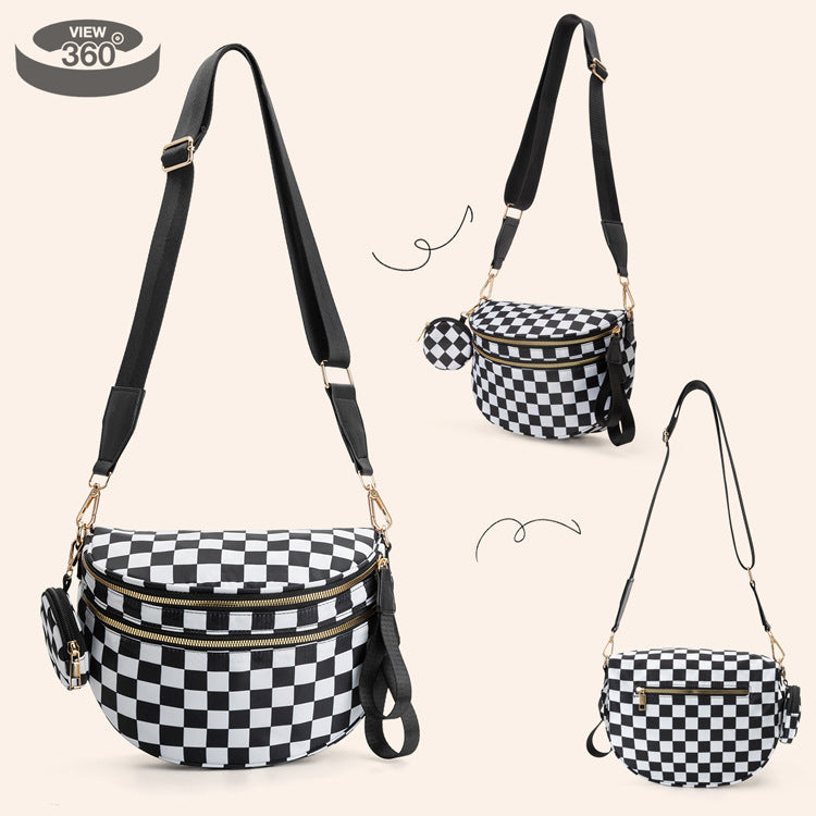 Nylon Crossbody Bags Bum Bag with Detachable Coin Pouch