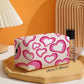 Pink Heart Printed Canvas Cosmetic Bag