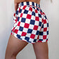 Red Independence Day Checkered Shorts