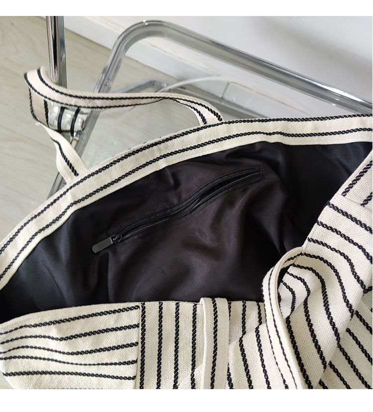 Large Capacity Striped Tote Bag