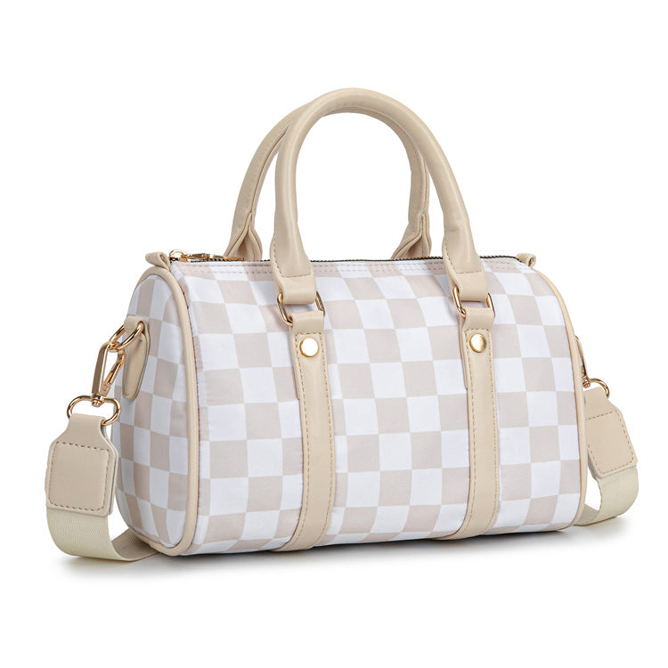 Checkered Boston Bag