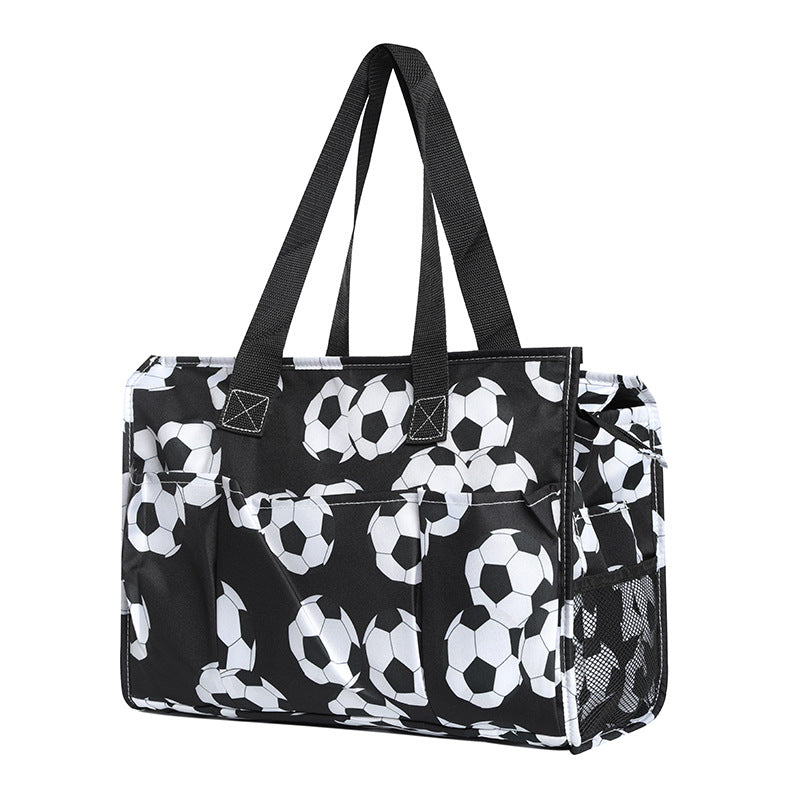 Ball Sports Print Multi-Pocket Utility Tote Bag