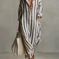 Stylish Long Striped Cardigan-Style Dress for Women