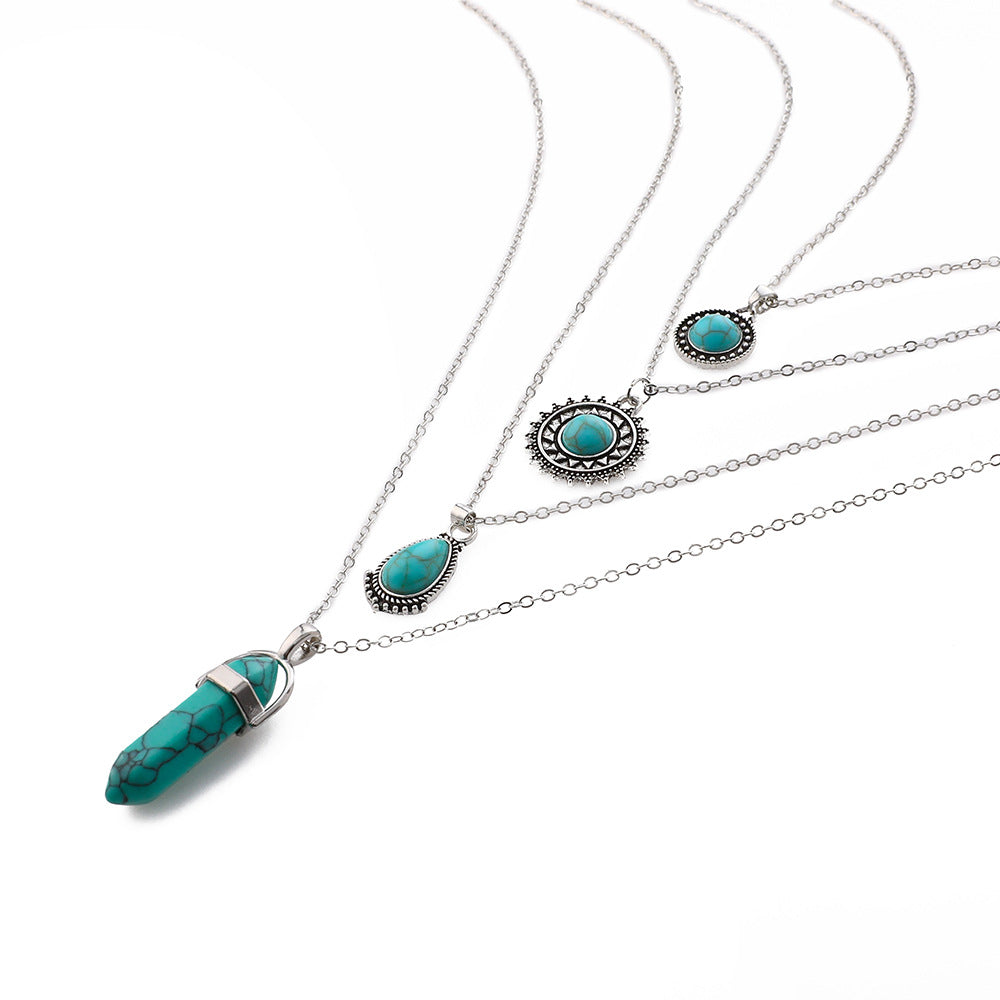 Vintage Bohemian Turquoise 4-Layer Necklace