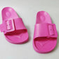 Buckle Decor Wide Band Thick Sole Slippers