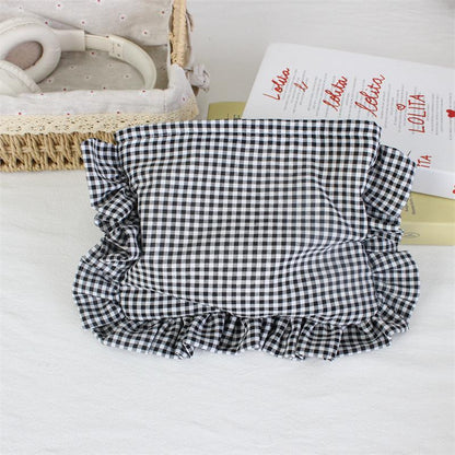 Customizable Text Floral & Plaid Zippered Makeup Bag