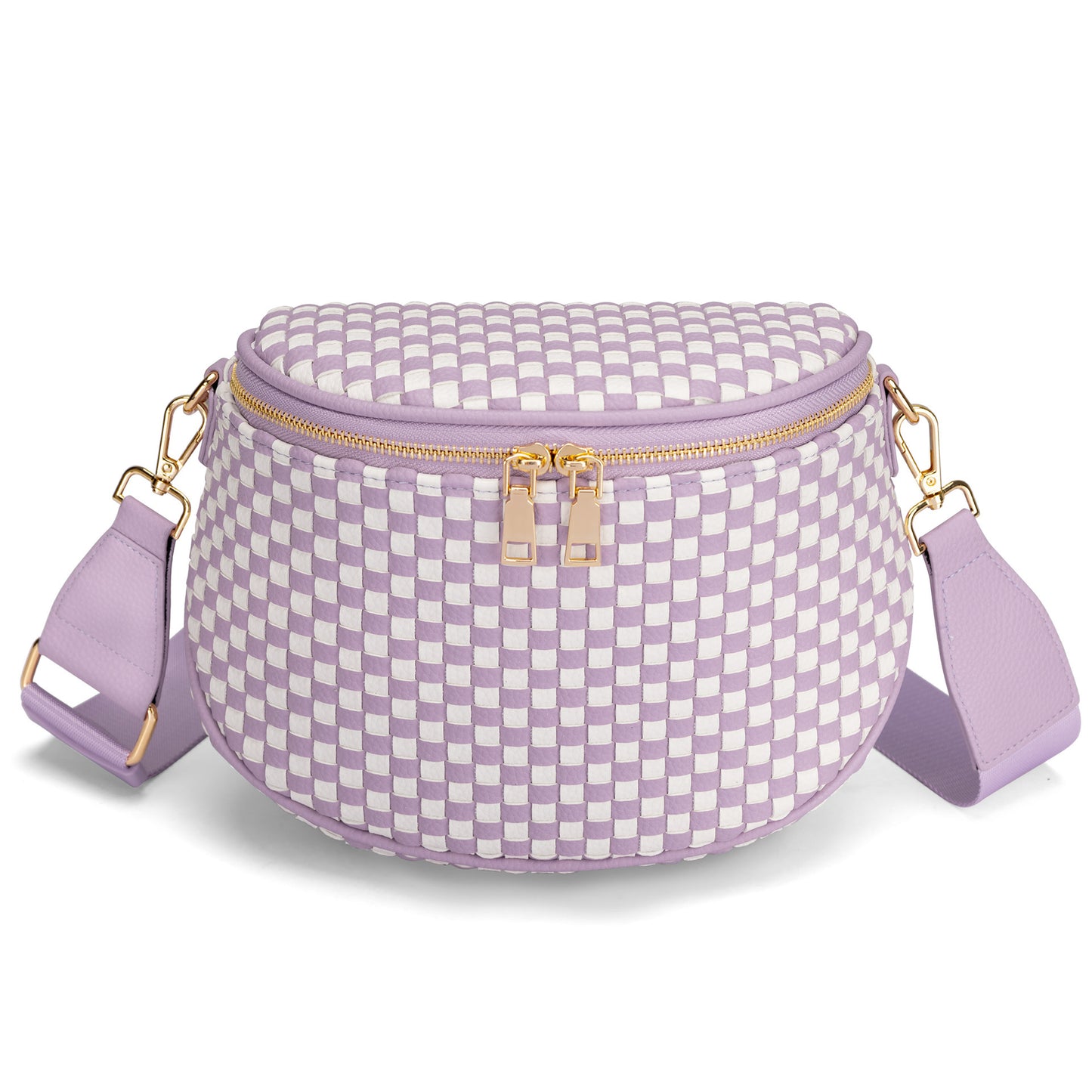 Trendy Woven Checkered Crossbody Bum Bag for Women